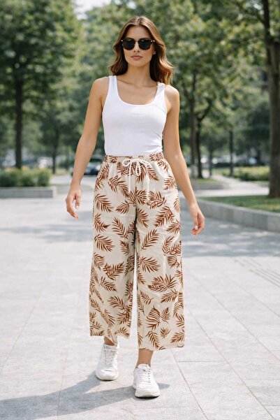 ECK MODA Γυναικείο λινό ύφασμα Νέας Σεζόν Άνετο Παντελόνι Χαλαρής Γραμμής με ...