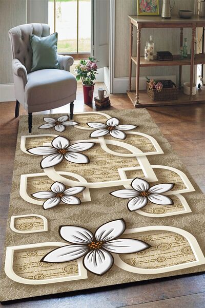 Yürük Home Softtec Yumuşak Dokulu Dijital Baskılı YRK167 Modeli Lastikli Halı...