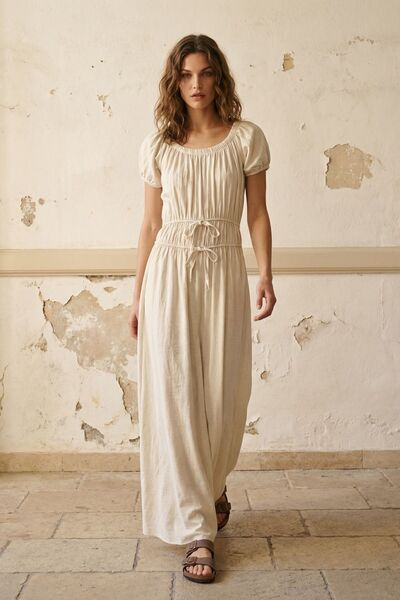 Hiccup MY FASHION Μάξι φόρεμα με τετράγωνο λαιμό και λεπτομέρεια δεσίματος