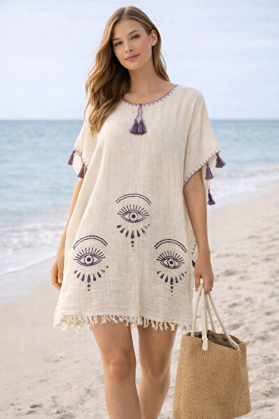 cottonheim Bohem Desenli Pamuk Pareo – Plaj Elbisesi / Kimono – Standart Bede...