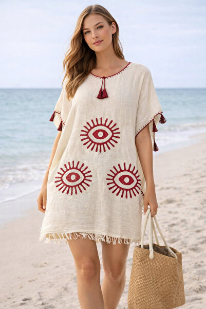 cottonheim Bohem Desenli Pamuk Pareo – Plaj Elbisesi / Kimono – Standart Bede...