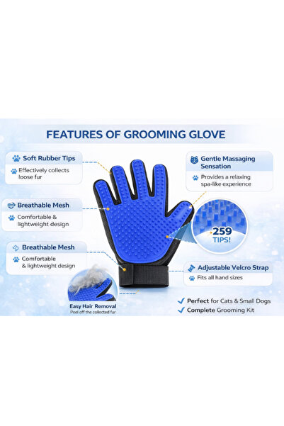 AdamFz 3-in-1 Pet Grooming Kit Gloves Clippers Harness Leash for Dogs & Cats