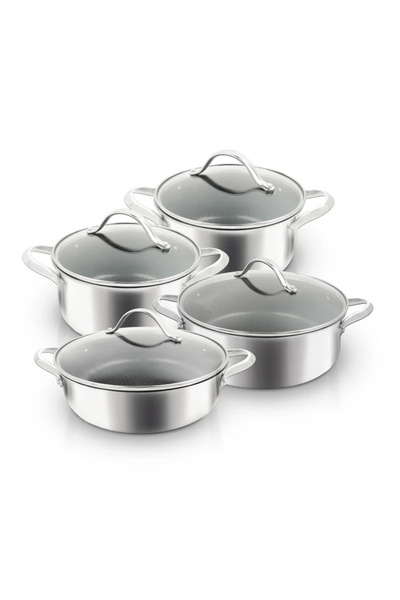UNIQELLA SILVER PRO Serisi 8 Parça Tencere Seti