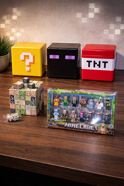 victiny Kit 180 blocuri magnetice minecraft + 12 figurine