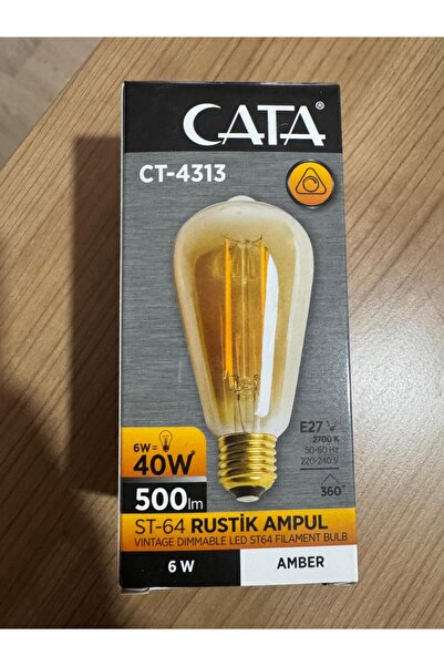 OFAS ENERJİ Cata CT 4313OFAS Dimmerli Uzun Flament 6 Watt Rustik Led Ampul AMBER Gün Işığı