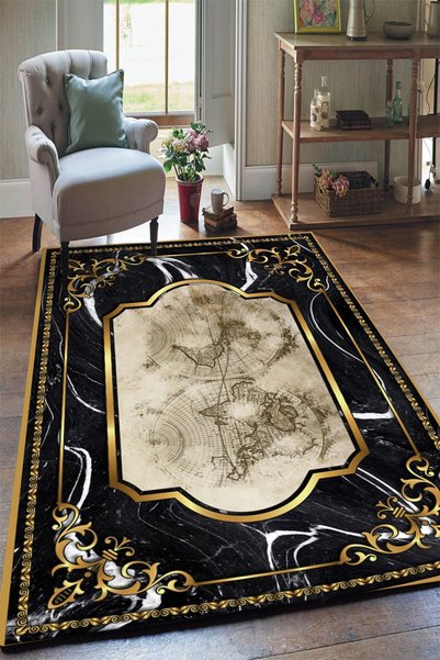 Yürük Home Softtec Yumuşak Dokulu Dijital Baskılı YRK109 MODELİ Lastikli Halı Örtüsü ((SÜNGERLİ)