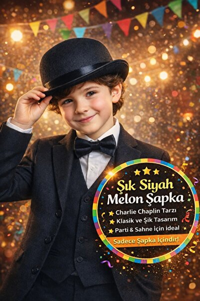 TOYFEST Καπέλο για πάρτι Charlie Chaplin Μαύρο καπέλο με μπόμπες Αξεσουάρ κοσ...