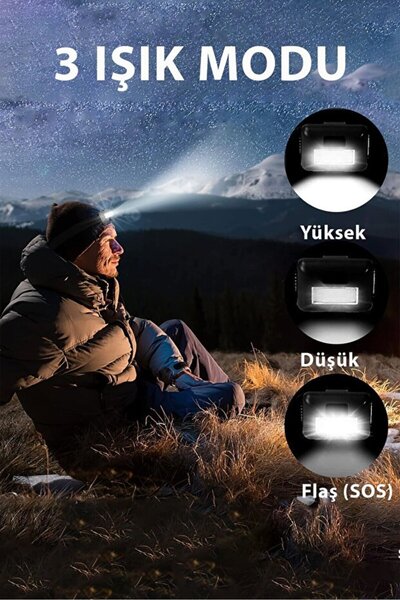 MYGARDEN Kafa Bantlı Led Işık Su Geçirmez Ayarlanabilir Kafa Lambası 3 Farklı Modlu Aydınlatma Feneri