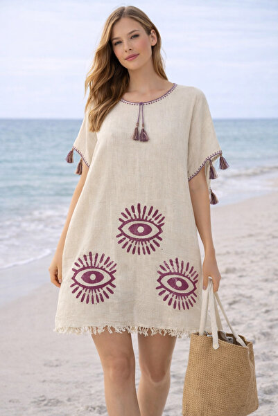 cottonheim Bohem Desenli Pamuk Pareo – Plaj Elbisesi / Kimono – Standart Bede...