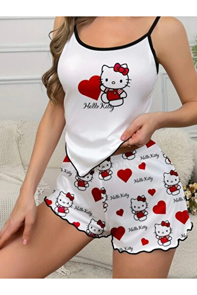 Pelins Miracles Hello Kitty Desenli Şortlu Pijama Takımı