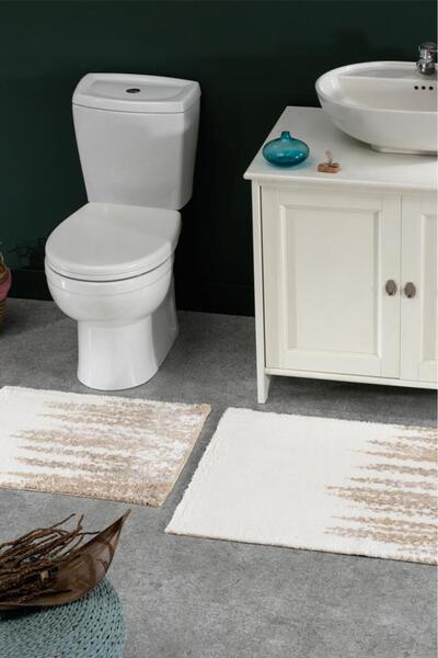 Çeyiz Diyarı Σετ Χαλάκια Νέρο 2 τεμαχίων Εκρού Ασημί