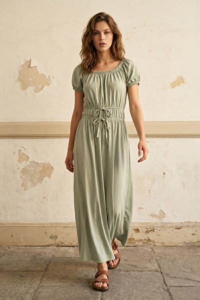 Hiccup MY FASHION Φόρεμα μάξι με τετράγωνο λαιμό και λεπτομέρεια δεσίματος