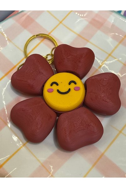 GIFTPALACE Smiling Face with Flowers Rotatable Keychain/Bag Charm