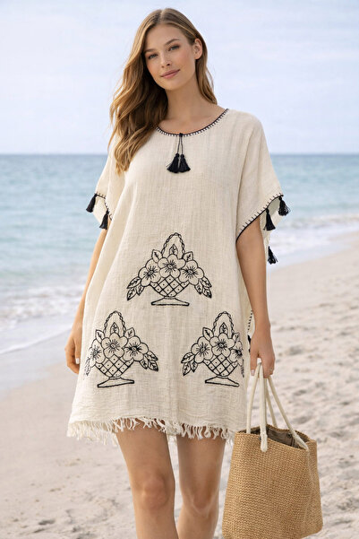 cottonheim Bohem Desenli Pamuk Pareo – Plaj Elbisesi / Kimono – Standart Bede...