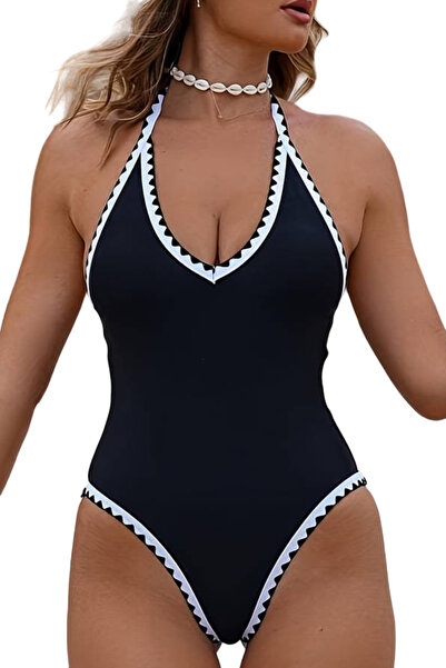 EFAYN.RO Women's swimsuit, one piece, open back, adjustable neck, size 2XL, b...
