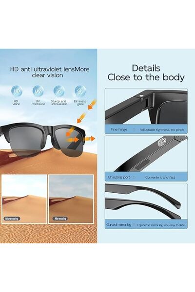 Generic نظارات سماعات رأس لاسلكية بتقنية البلوتوث. XG88 Pro v5.3 صوت نقي