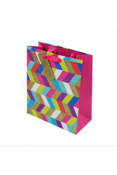 Eurowrap Χρωματιστή Πολύχρωμη Ζιγκ-Ζαγκ Χάρτινη Τσάντα Δώρου