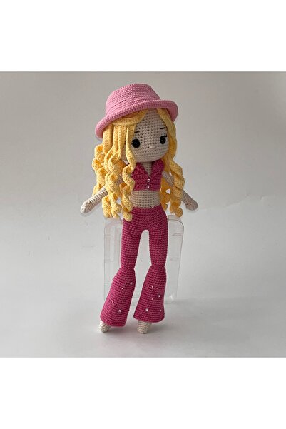 TOIVOS Pembe Örgü Oyuncak Amigurumi Bebek - 30-40 cm