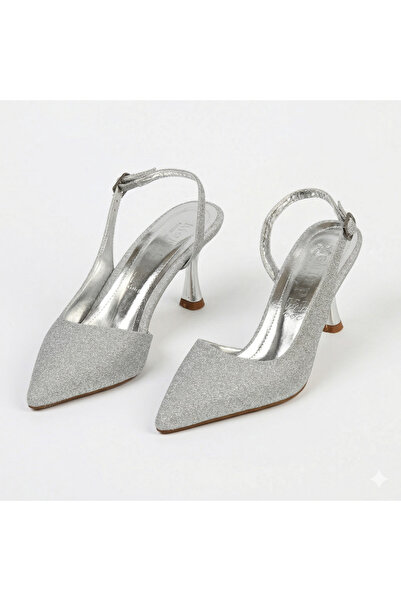 AYAKKABIMOOD Γυναικεία βραδινά παπούτσια με λεπτό τακούνι 7 εκ. με γκλίτερ
