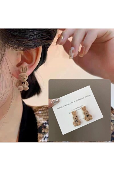 synshop Miffy Cute Rabbit Earrings New Season Trend Luxury First Quality Furr...