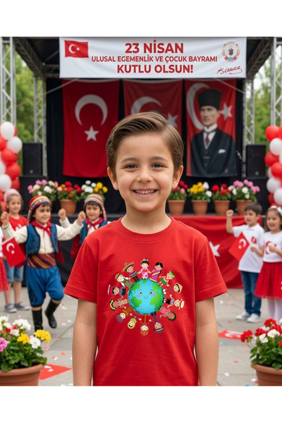 LORVEX Μπλουζάκι για παιδιά και ενήλικες από βαμβάκι με στάμπα 23 Απριλίου Wo...