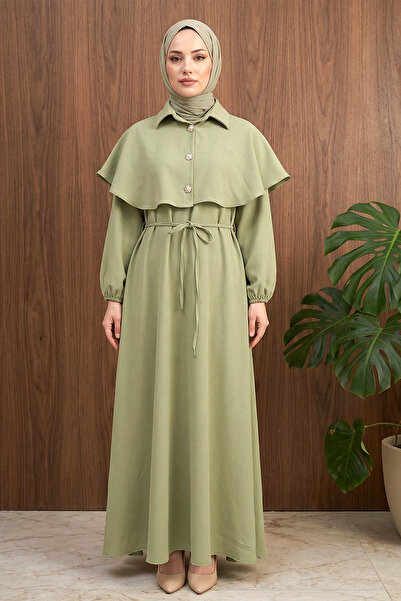 FERHEL Φόρεμα με λεπτομέρεια πέπλου χιτζάμπ και ελαστικά μανίκια - Çağla