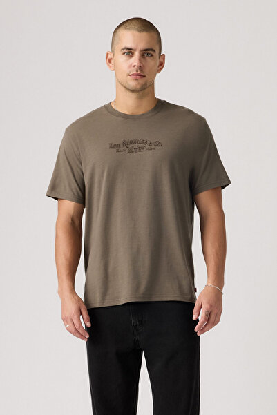 Levi's Ανδρικό T-shirt Lse Ss Relaxed Fit Serif Ls Co 1 Bun Kahverengi