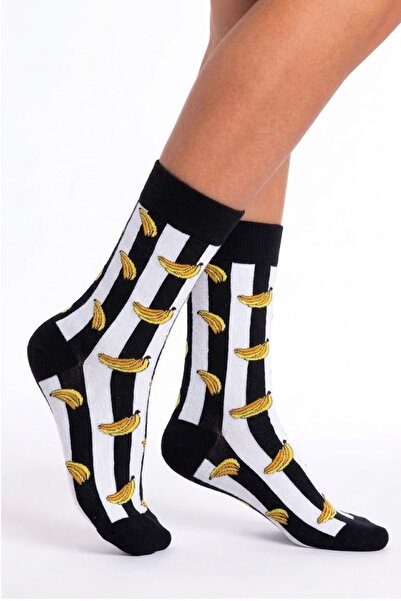 Esinti جوارب بتصميم الموز باللون الأبيض للنساء والرجال والمراهقين - قطعة واحدة