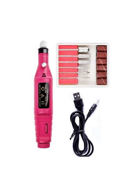 Cozevdnt Pila freza electrica pentru unghii, Roz, 12 accesorii incluse: 6 cap...