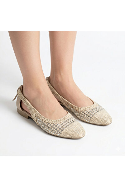 AYAKKABIMOOD Γυναικεία παπούτσια μπαλαρίνας με πλεκτά δερμάτινα πλαϊνά μέρη κ...