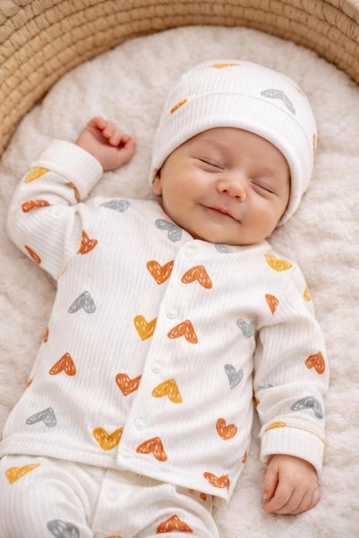 BYS BABY FASHION 3-Piece Fabric Newborn Baby Girl - Boy Bodysuit Set Seasonal 0-3 Months