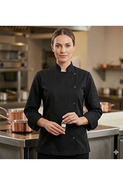 BİTEKS Kadın Siyah Chef Aşçı Ceket