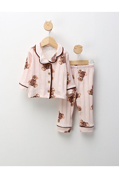 MiniKids Πιτζάμες με στάμπα αρκουδάκι, ροζ