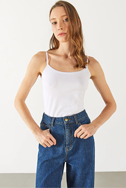 VENA Kadın Slim Fit İp Askılı Atlet - Beyaz