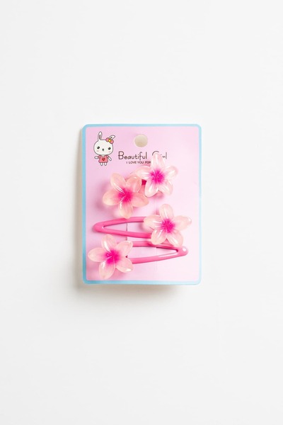 Banamio Σετ 4 κοριτσίστικες αγκράφες με λάστιχα και κουμπώματα σε σχέδιο άνθο...