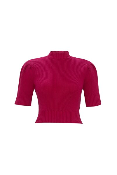 Qoolest Half Turtleneck Short Sleeve Ribbed Knit Blouse