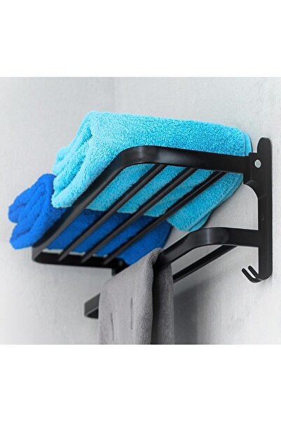 OEM Μαύρη Αυτοκόλλητη Κρεμάστρα Πετσετών Μπάνιου από Αλουμίνιο, Χωρίς Τρύπημα...