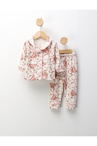 MiniKids Κοριτσίστικες τυπωμένες πυτζάμες, Αρκουδάκι, με ροζ