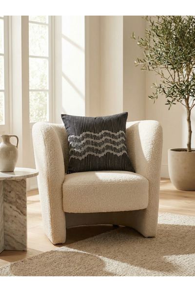 nissahome Husă de pernă țesută Jacquard Seria Premium Negru - Argintiu
