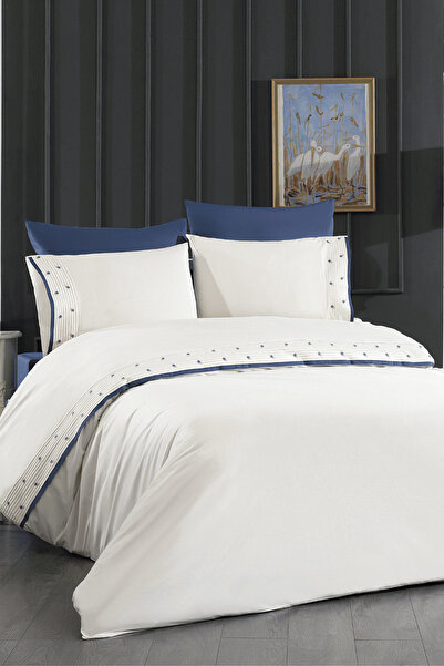 İK TEKSTİL Nervolia 100% Cotton Ribbed and Embroidered 6-Piece Duvet Cover Se...