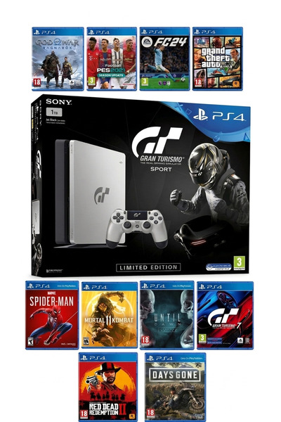 Sony Ps4 Slim 1TB + Gran Turismo Sport Limited Edition + 10 Oyunlu 1 Adet V2 ...