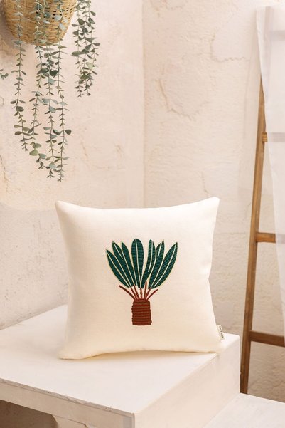 ARTASIX Green Crown Special Embroidered Luxury Decorative Throw Pillow
