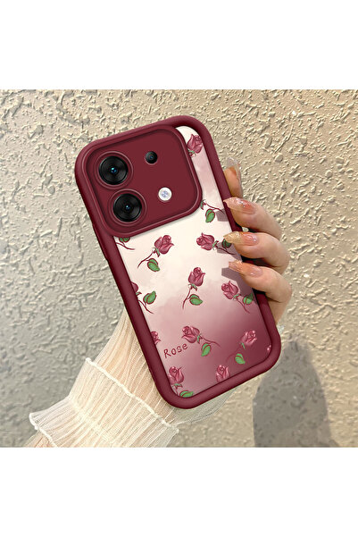 ARTISHELL infinix Zero 30 5G Uyumlu Zarif Gül Desenli Satranç Desenli Bordo S...
