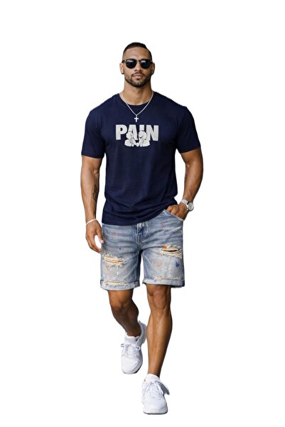 Casa Shop Tricou bărbătesc bleumarin, croială regulară, PAIN, Casa Shop, mări...