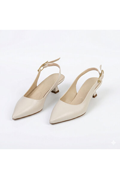 AYAKKABIMOOD Γυναικεία παπούτσια με τακούνι από ανοιχτόχρωμο φουντούκι