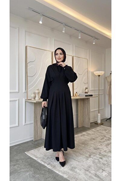 MODAF Beli Pensli Pleli Kadın Elbise