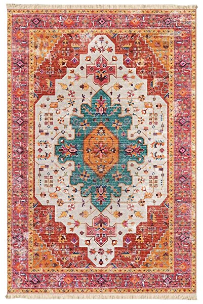 Markaev Vintage Renkli Desenli Halı Etnik Kilim Dokuma Taban Halı 326 YNG