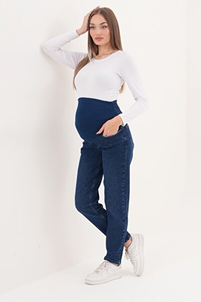 BIG LESSON Ελαστικό παντελόνι τζιν για εγκύους με ρυθμιζόμενη ζώνη μέσης και ...