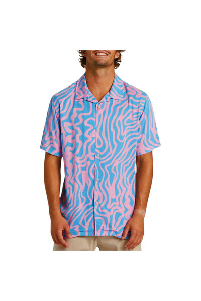 Quiksilver Πουκάμισο Casual για Πάρτι στην Πισίνα, Κοντομάνικο, Σουηδικό Μπλε...