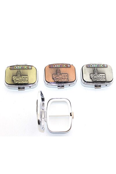 Store İstanbul Temalı İlaç Kutu 5,5 Cm | Metal Kabartmalı Dekoratif Mini Kutu
